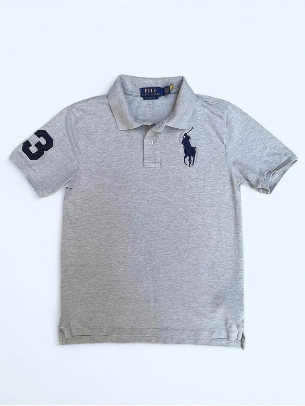 Polo Ralph Lauren kids Big Pony Cotton Mesh shirt gray preppy Classic luxury L